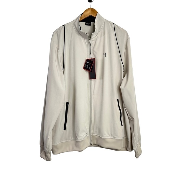 Short Par 4 MenS Striker Full Zip Golf Jacket Size XL Light Tan Athleisure - Picture 1 of 9